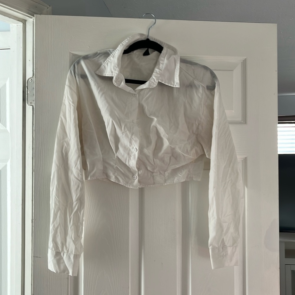 Cropped White Dress Blouse